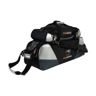 PROBOWL DELUXE 3-BALL TOTE W/ SHOE BAG  BLACK/CARBON SILVER
